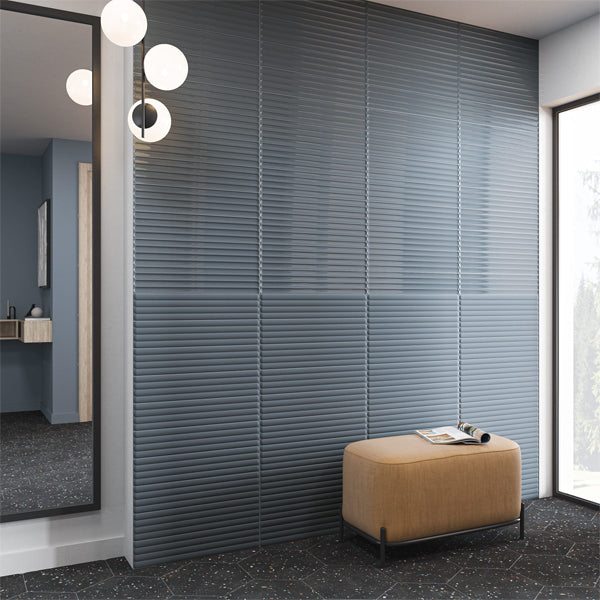 107x542mm DNA Tiles - Plinto Out (Flute) Blue Matt