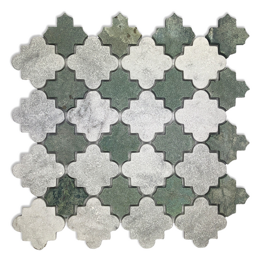310x310mm EDS - Damascus Carrara and Green Peacock Stone Mosaic