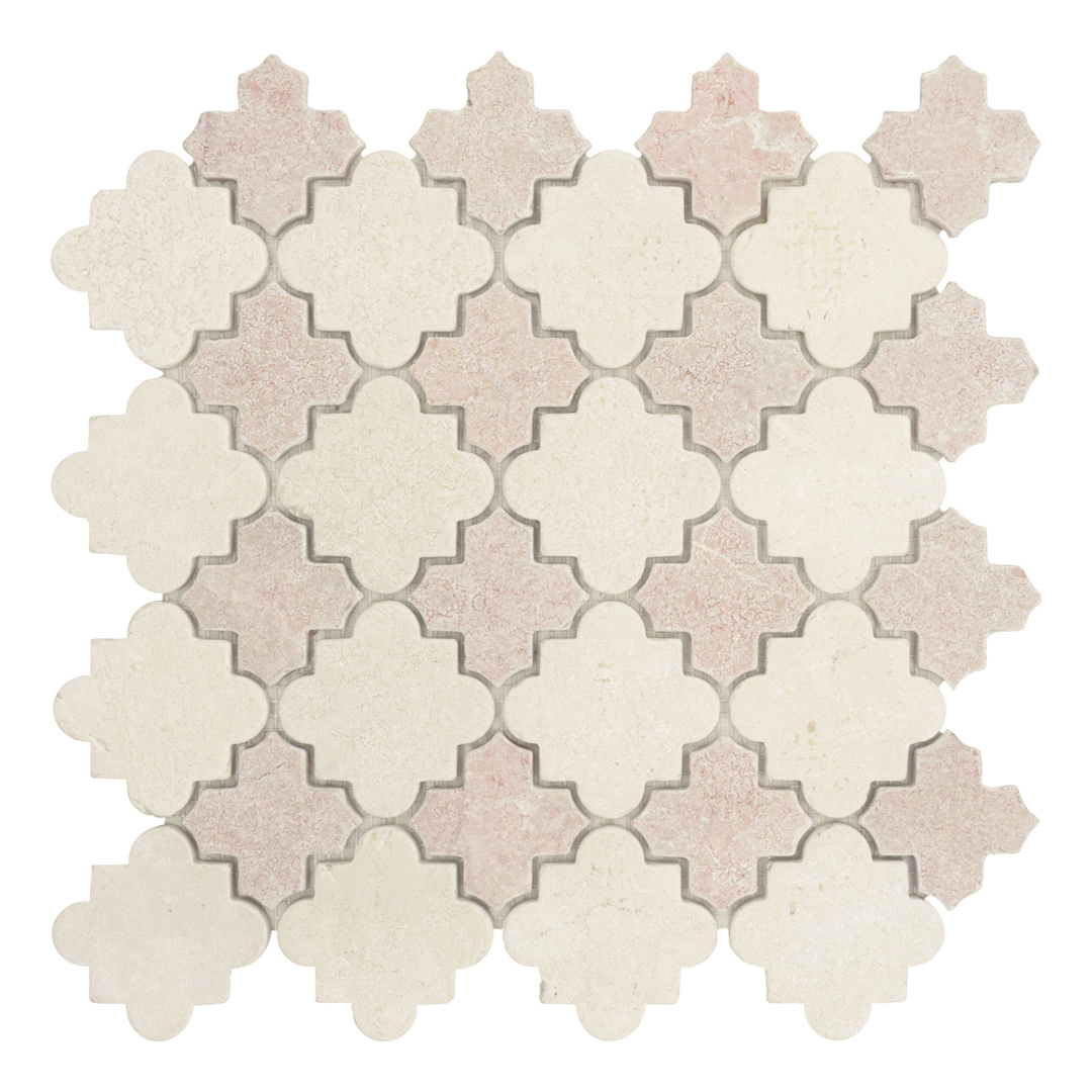 310x310mm EDS - Damascus Crema Marfil and Crema Rosso Marble Mosaic