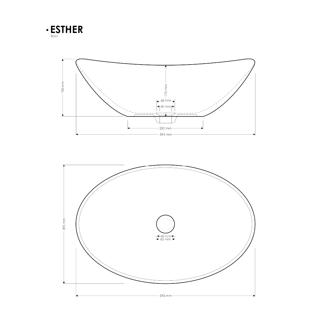 395x595x190mm Madu Living - Esther Basin Black