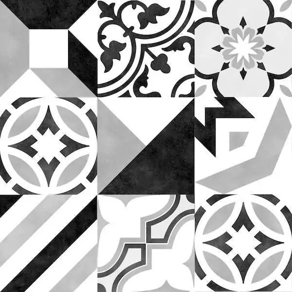 150x150mm Estudio Ceramico - Frame15 Patchwork B&W