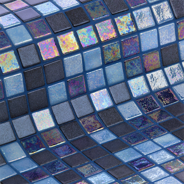 312x495mm Ezarri Pool Mosaic - Cocktail Blue Lagoon 25mm Gloss