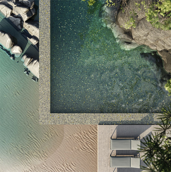 312x495mm Ezarri Pool Mosaic - Gold Bail Stone Gold 25mm Gloss