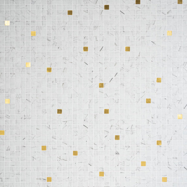 312x495mm Ezarri Pool Mosaic - Gold Carrara Gold 25mm Gloss