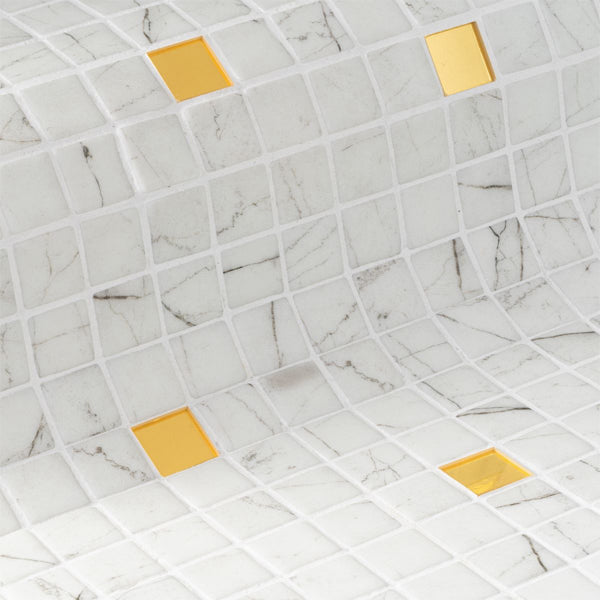 312x495mm Ezarri Pool Mosaic - Gold Carrara Gold 25mm Gloss