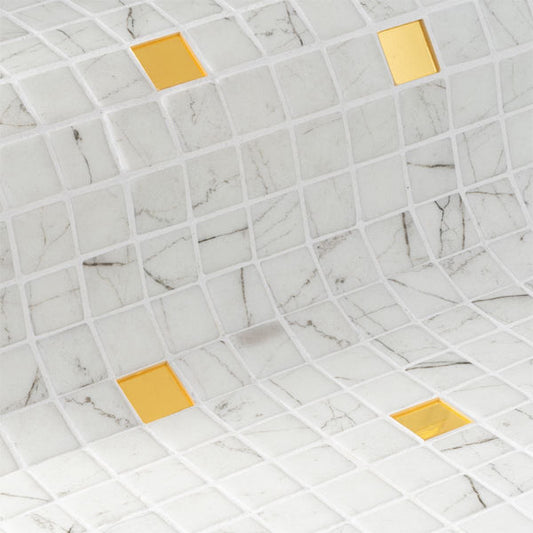 312x495mm Ezarri Pool Mosaic - Gold Carrara Gold 25mm Gloss