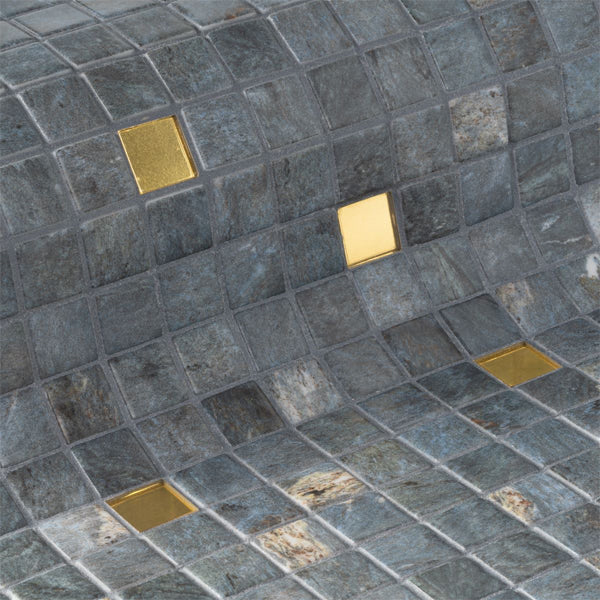 312x495mm Ezarri Pool Mosaic - Gold Dolerite Gold 25mm Gloss