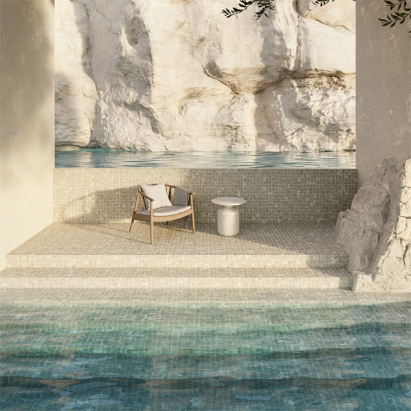 365x365mm Ezarri Pool Mosaic - Zen Stone Ash 50mm Matt