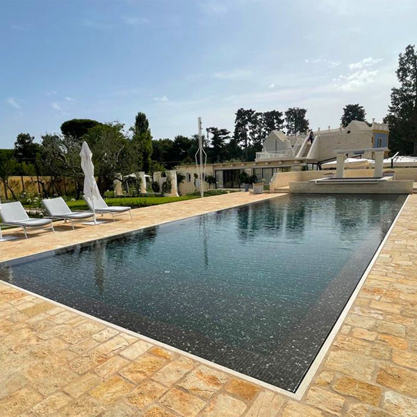 312x495mm Ezarri Pool Mosaic - Zen Stone Black Marble 25mm Matt