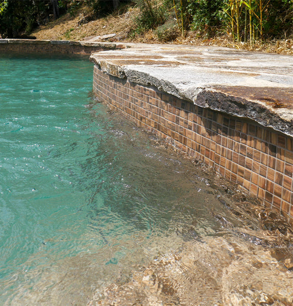 312x495mm Ezarri Pool Mosaic - Zen Stone Wood Palisandro 25mm Matt