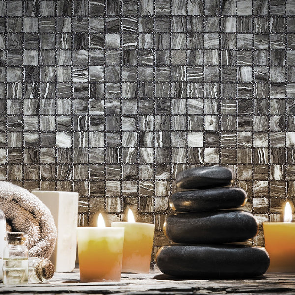 312x495mm Ezarri Pool Mosaic - Zen Stone Tigrato 25mm Safe (Anti-Slip)