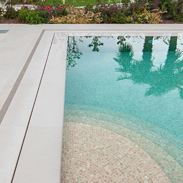 312x495mm Ezarri Pool Mosaic - Zen Stone Travertino 25mm Safe (Anti-Slip)