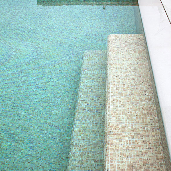 312x495mm Ezarri Pool Mosaic - Zen Stone Travertino 25mm Safe (Anti-Slip)