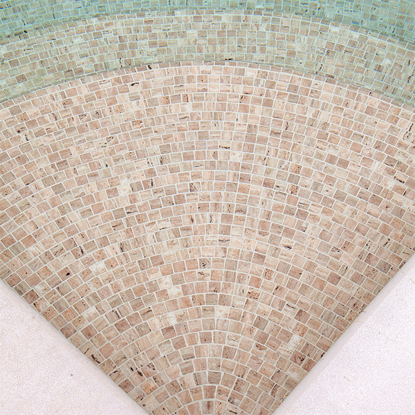 312x495mm Ezarri Pool Mosaic - Zen Stone Travertino 25mm Safe (Anti-Slip)