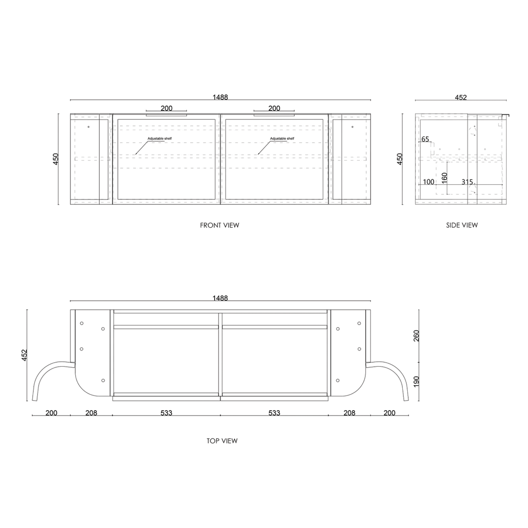 Otti - 1488wx450hx452d Hampshire Satin White 1500mm Wall Hung Vanity (Cabinet Only)
