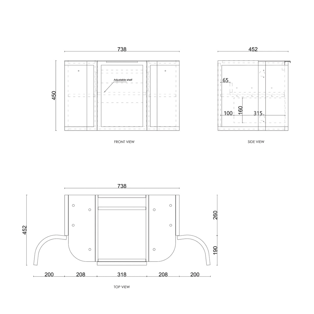 Otti - 738wx450hx452d Hampshire Satin White 750mm Wall Hung Vanity (Cabinet Only)