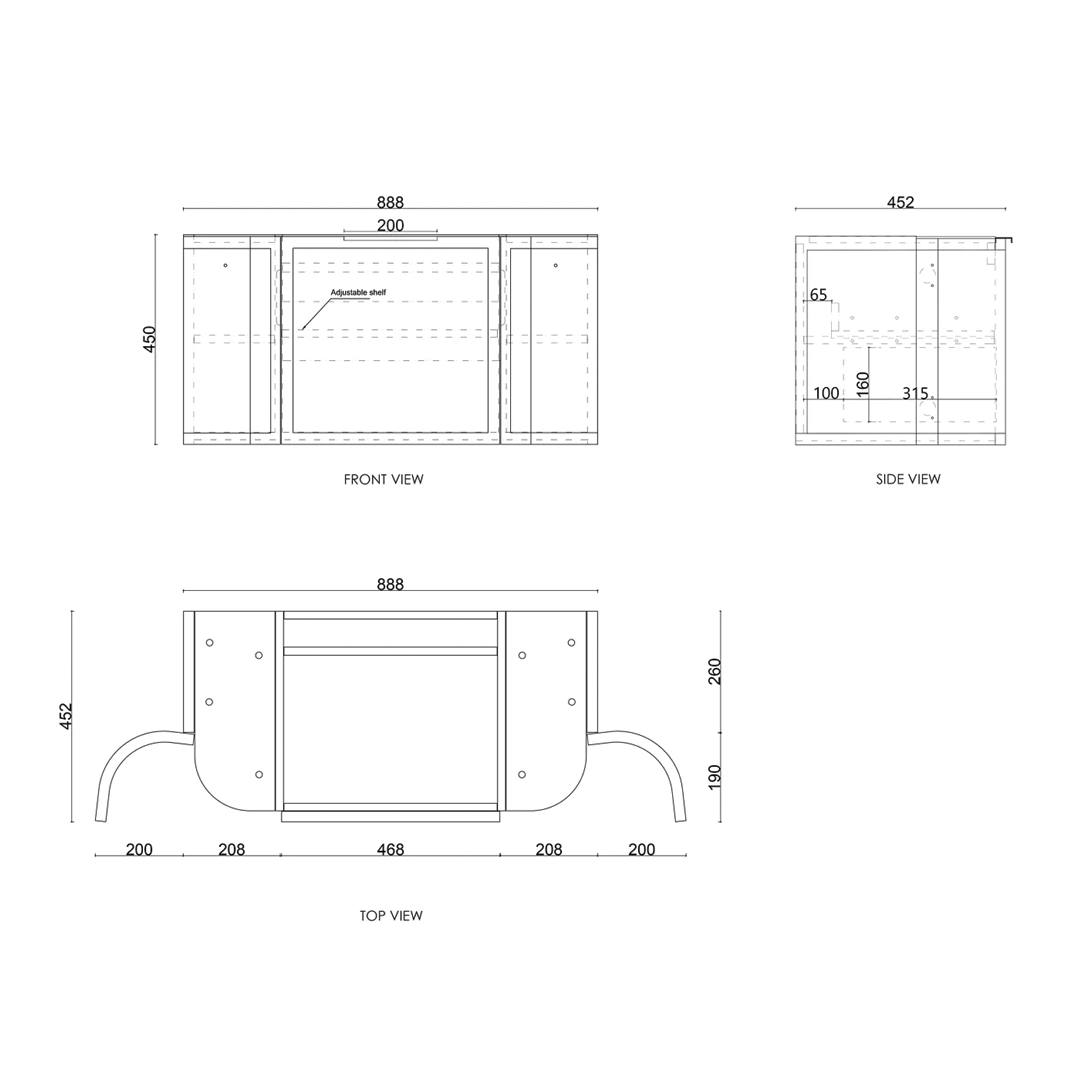 Otti - 888wx450hx452d Hampshire Satin Black 900mm Wall Hung Vanity (Cabinet Only)