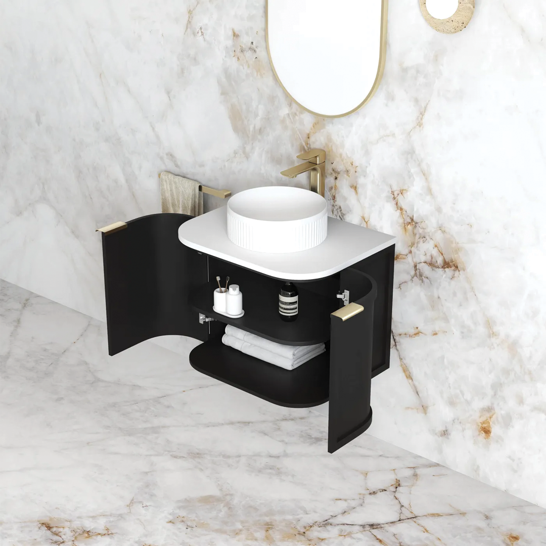 Otti - 592wx450hx452d Hampshire Satin Black 600mm Wall Hung Vanity (Cabinet Only)