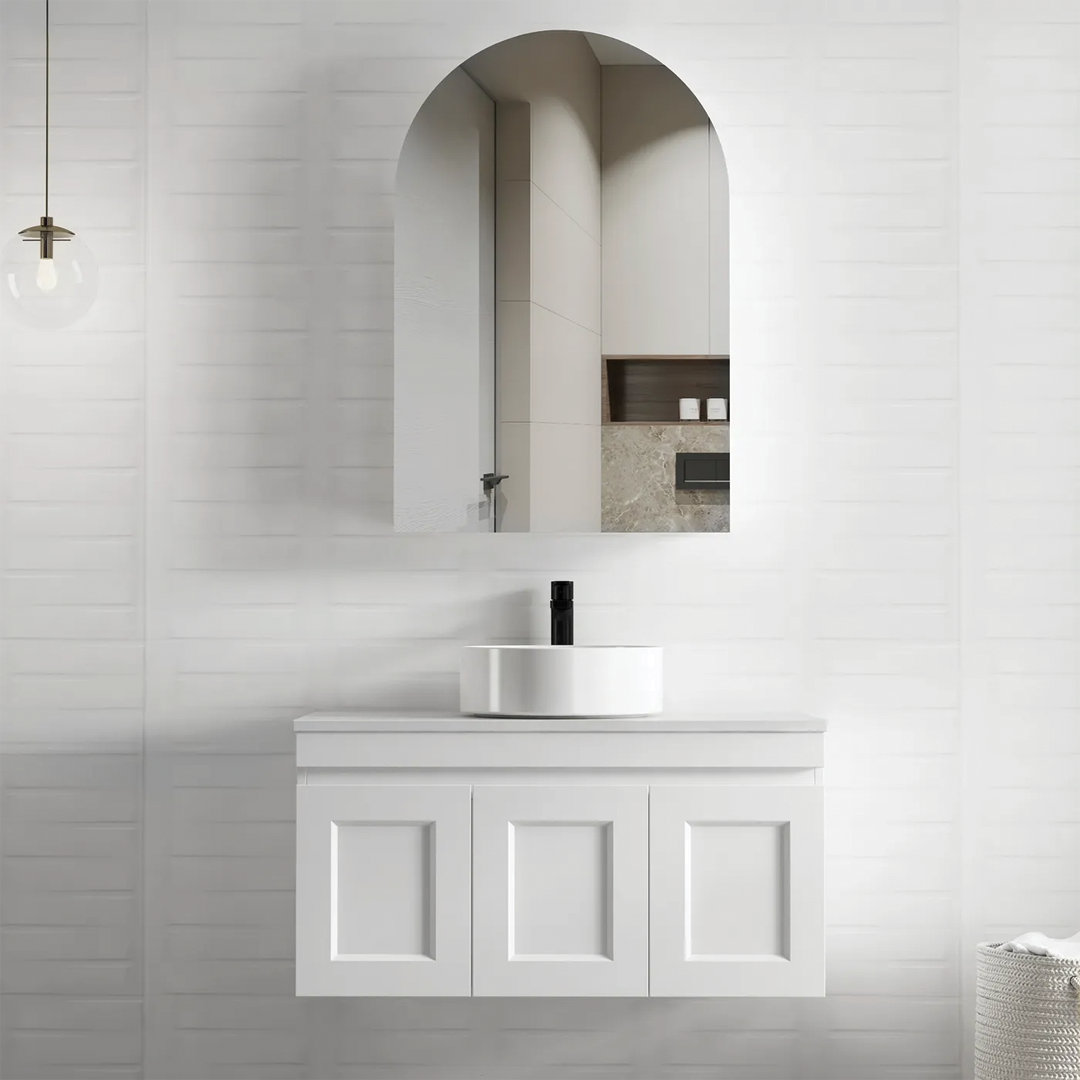 Otti - 900wx445hx455d Hampton Mark II Satin White 900mm Wall Hung Vanity (Cabinet Only)
