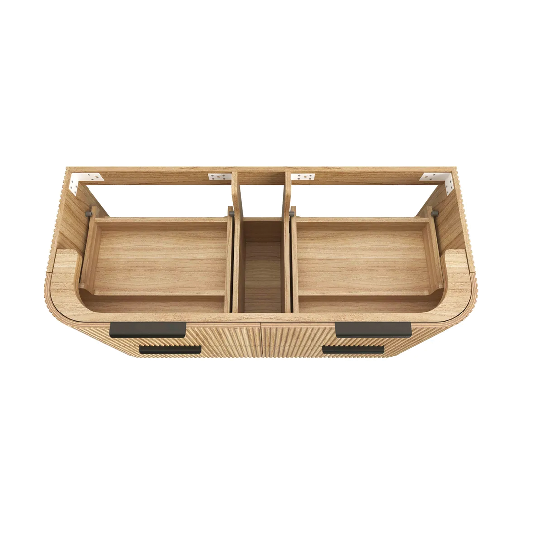 Otti - 1180wx550hx490d Havana 1200mm Woodland Oak Fluted Wall Hung Curve Vanity (Cabinet Only)