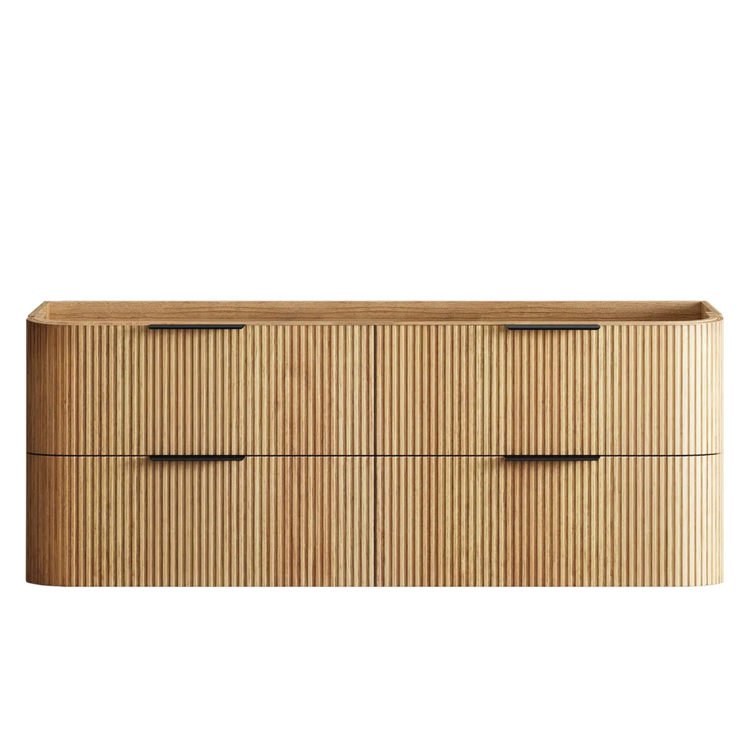 Otti - 1480wx550hx490d Havana 1500mm Woodland Oak Fluted Wall Hung Curve Vanity (Cabinet Only)