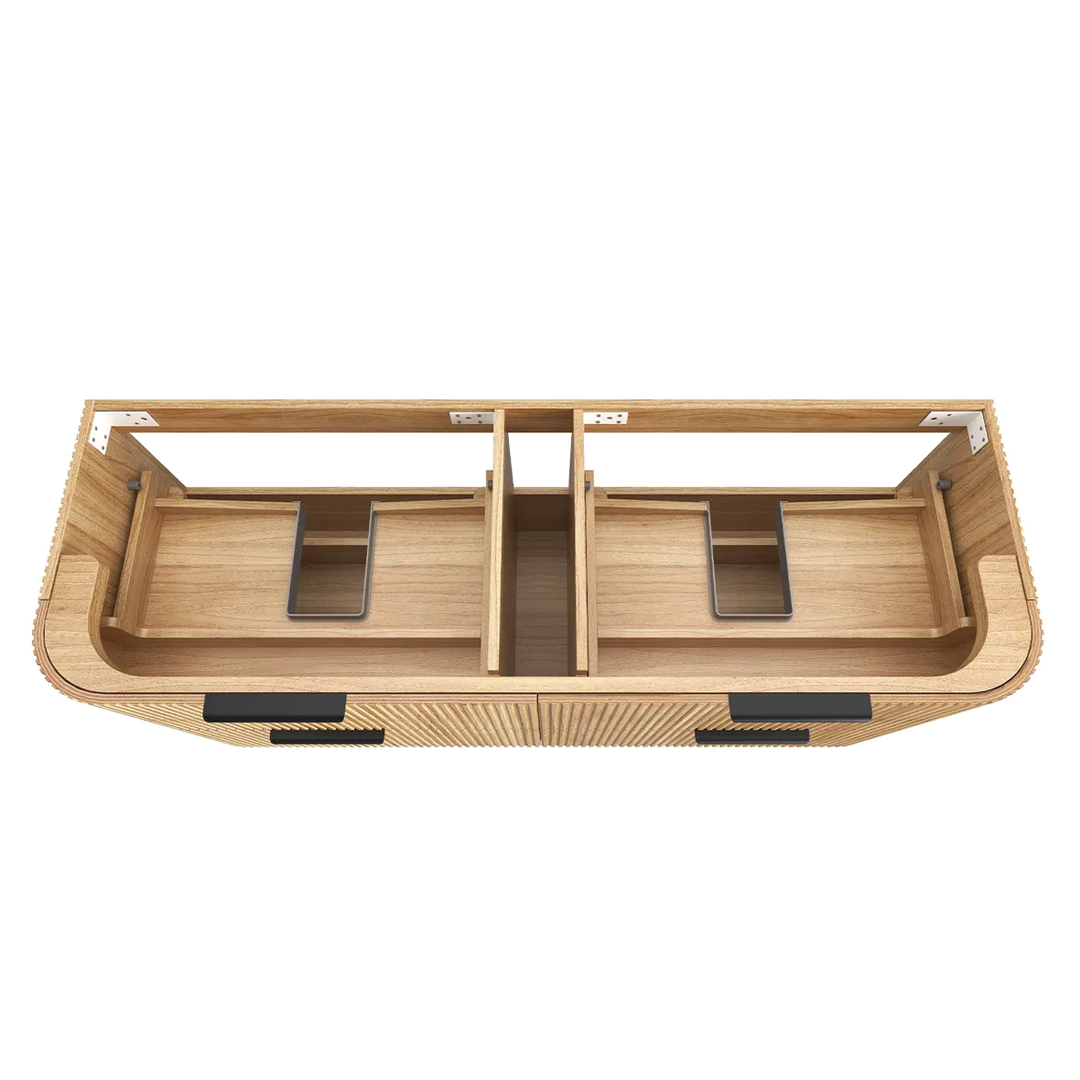 Otti - 1480wx550hx490d Havana 1500mm Woodland Oak Fluted Wall Hung Curve Vanity (Cabinet Only)