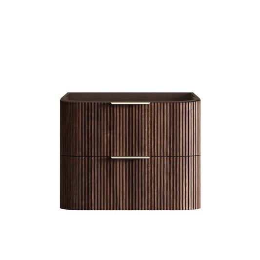 Otti - 730wx550hx490d Havana 750mm Sable Walnut Fluted Wall Hung Curve Vanity (Cabinet Only)