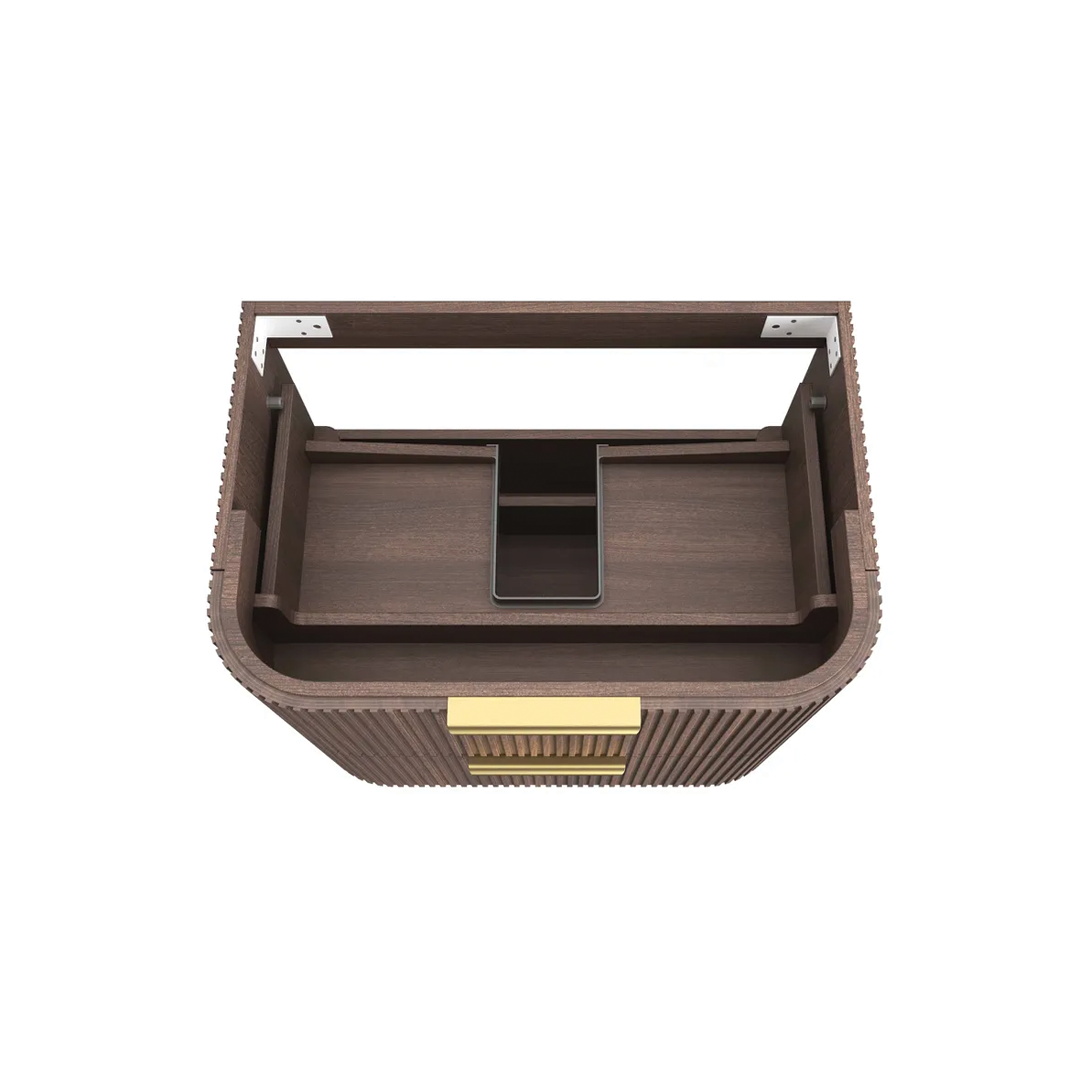 Otti - 730wx550hx490d Havana 750mm Sable Walnut Fluted Wall Hung Curve Vanity (Cabinet Only)