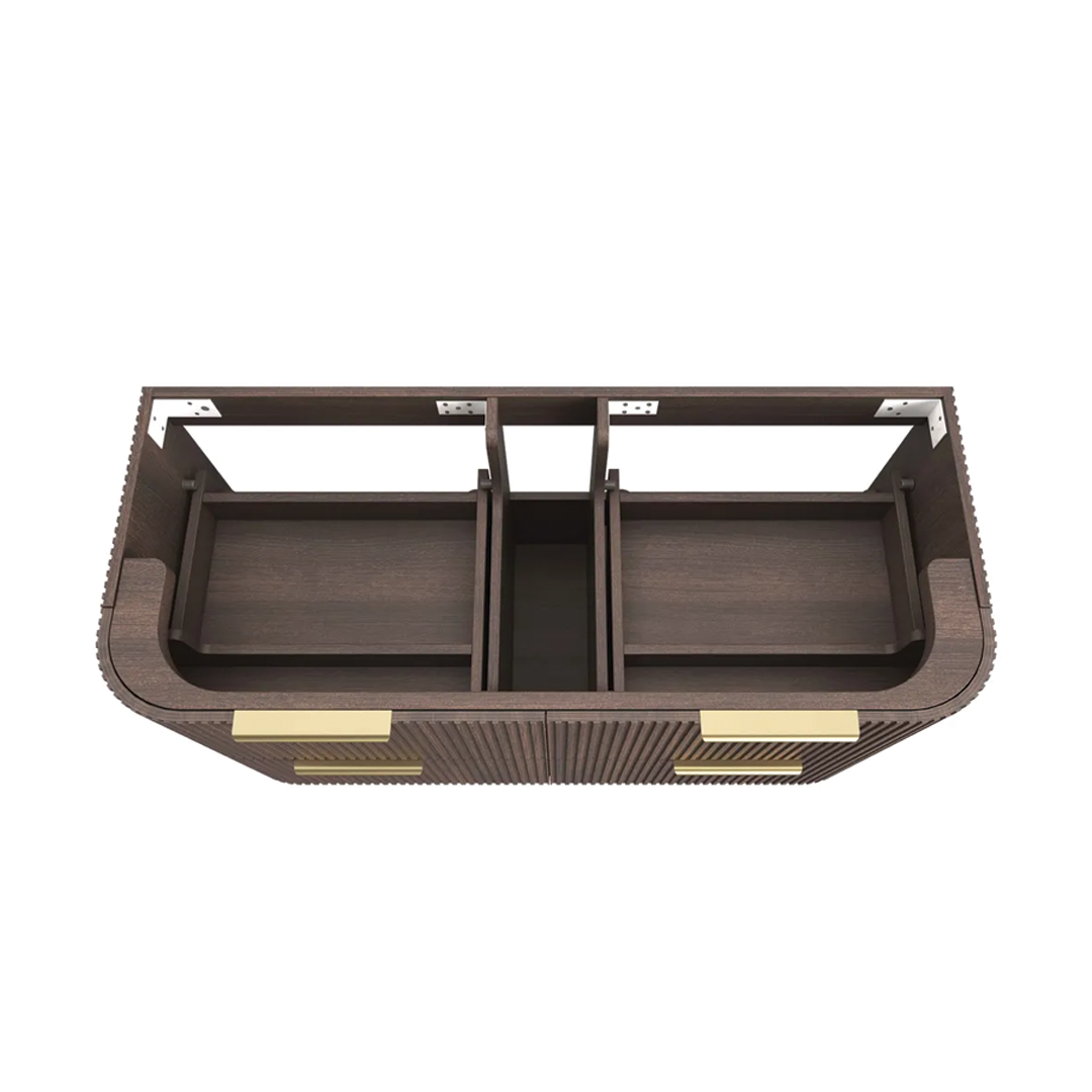 Otti - 1180wx550hx490d Havana 1200mm Sable Walnut Oak Fluted Wall Hung Curve Vanity (Cabinet Only)