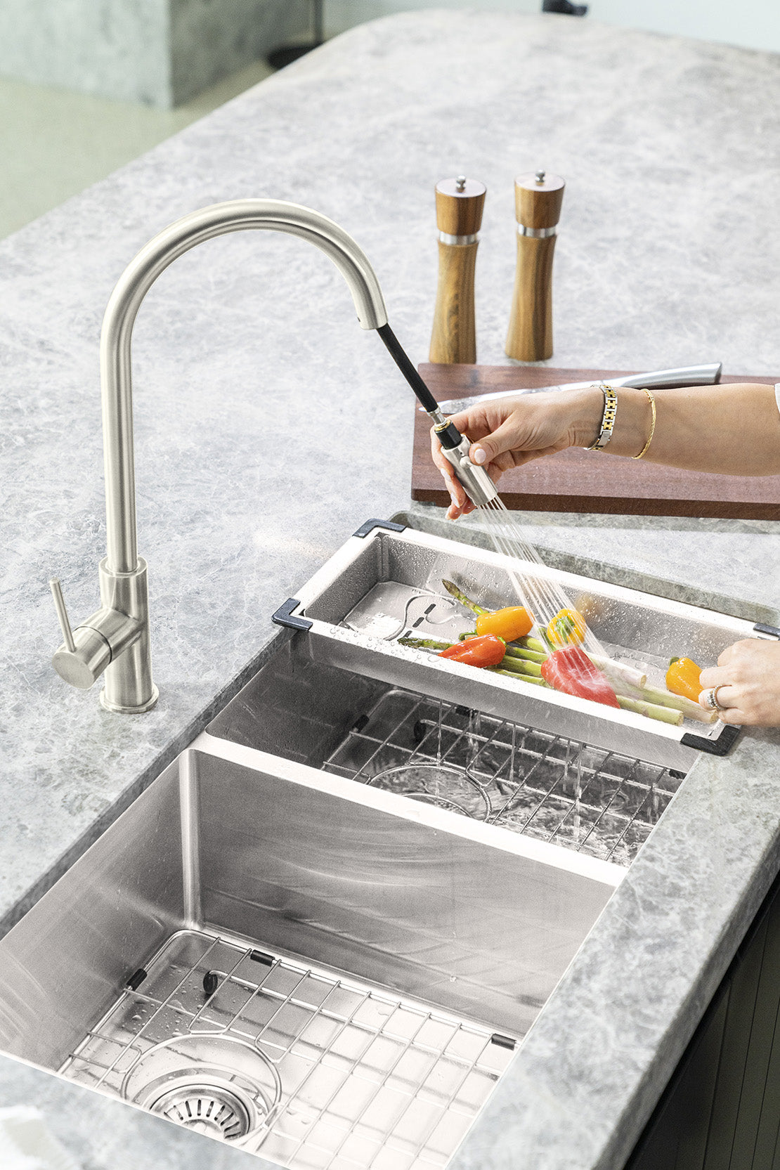Meir Lavello Kitchen Sink Colander PVD Brushed Nickel