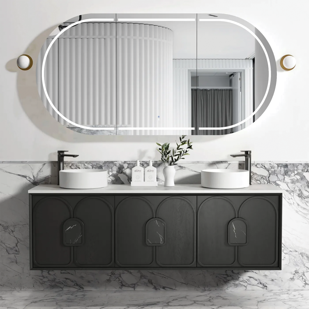 Otti - 1790wx550hx460d Laguna 1800mm Black Oak Wall Hung Vanity (Cabinet Only)