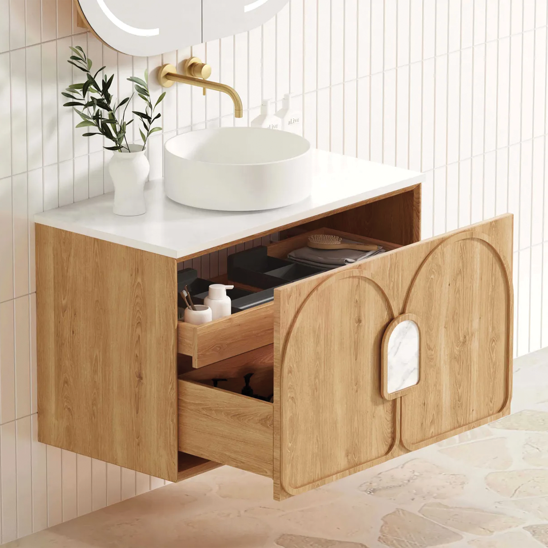 Otti - 890wx550hx460d Laguna 900mm Natural Oak Mark II Wall Hung Vanity (Cabinet Only)
