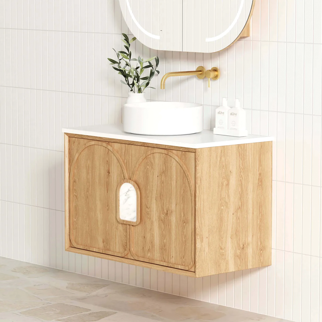 Otti - 890wx550hx460d Laguna 900mm Natural Oak Mark II Wall Hung Vanity (Cabinet Only)