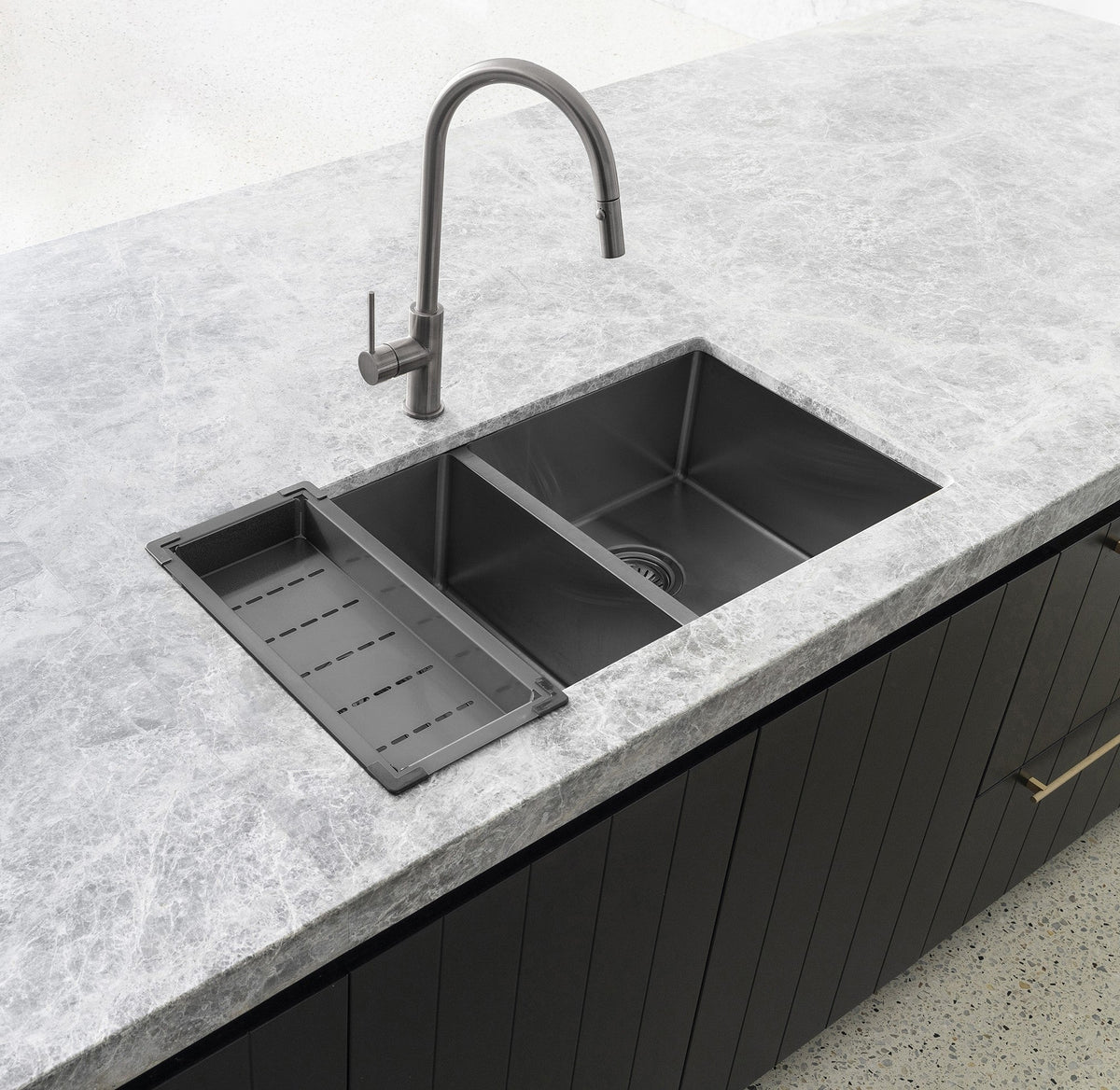 Meir Lavello Kitchen Sink Colander PVD Gunmetal Black