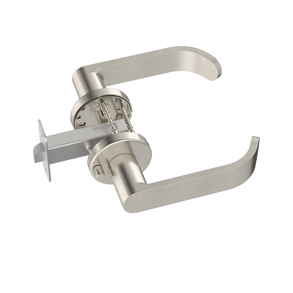 Curvaé Return Lever Door Handle - privacy - PVD Brushed Nickel (SKU: MDH4-PR-PVDBN) by Meir