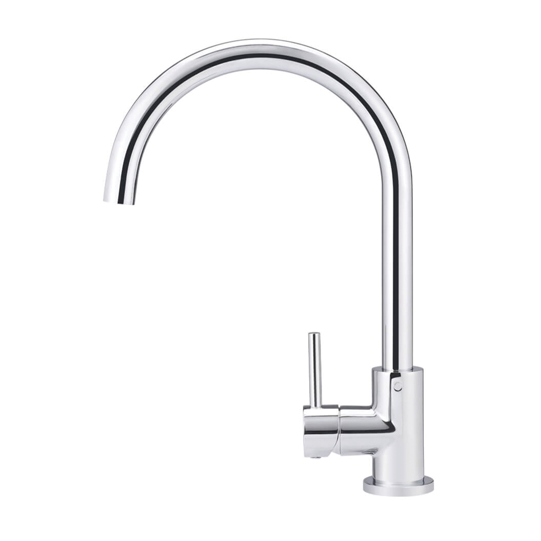 Elite Design Studio -  Meir Round Gooseneck Kitchen Mixer Tap With Pincel Handle Polished Chrome