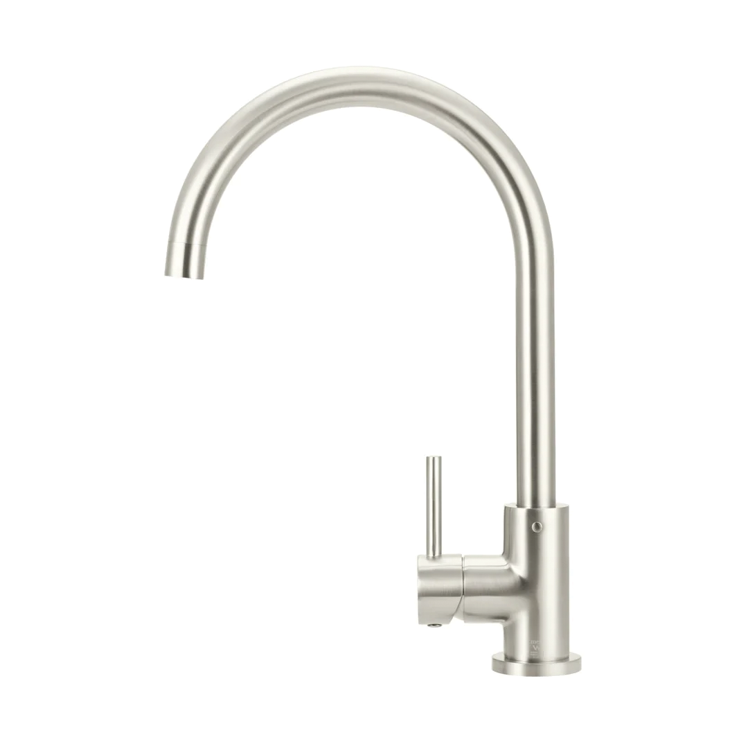 Elite Design Studio -  Meir Round Gooseneck Kitchen Mixer Tap With Pincel Handle Brushed Nickel