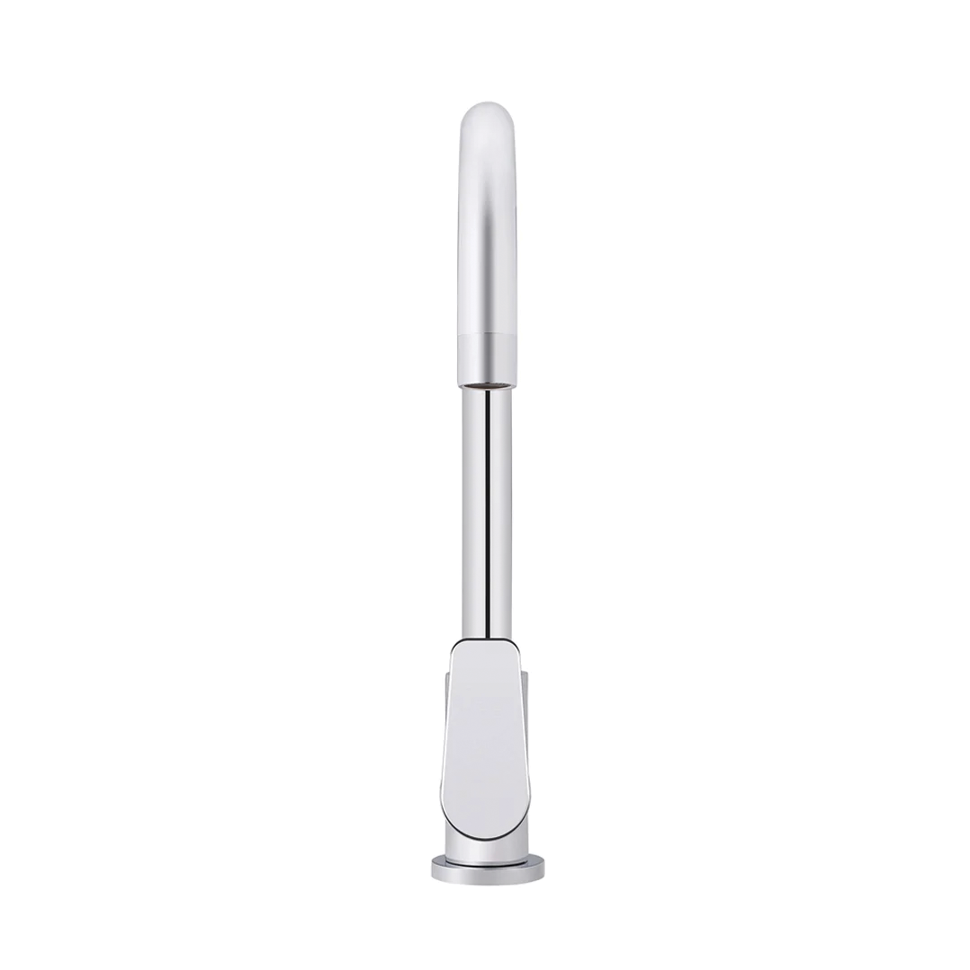 Elite Design Studio -  Meir Round Gooseneck Kitchen Mixer Tap with Paddle Handle Polished Chrome