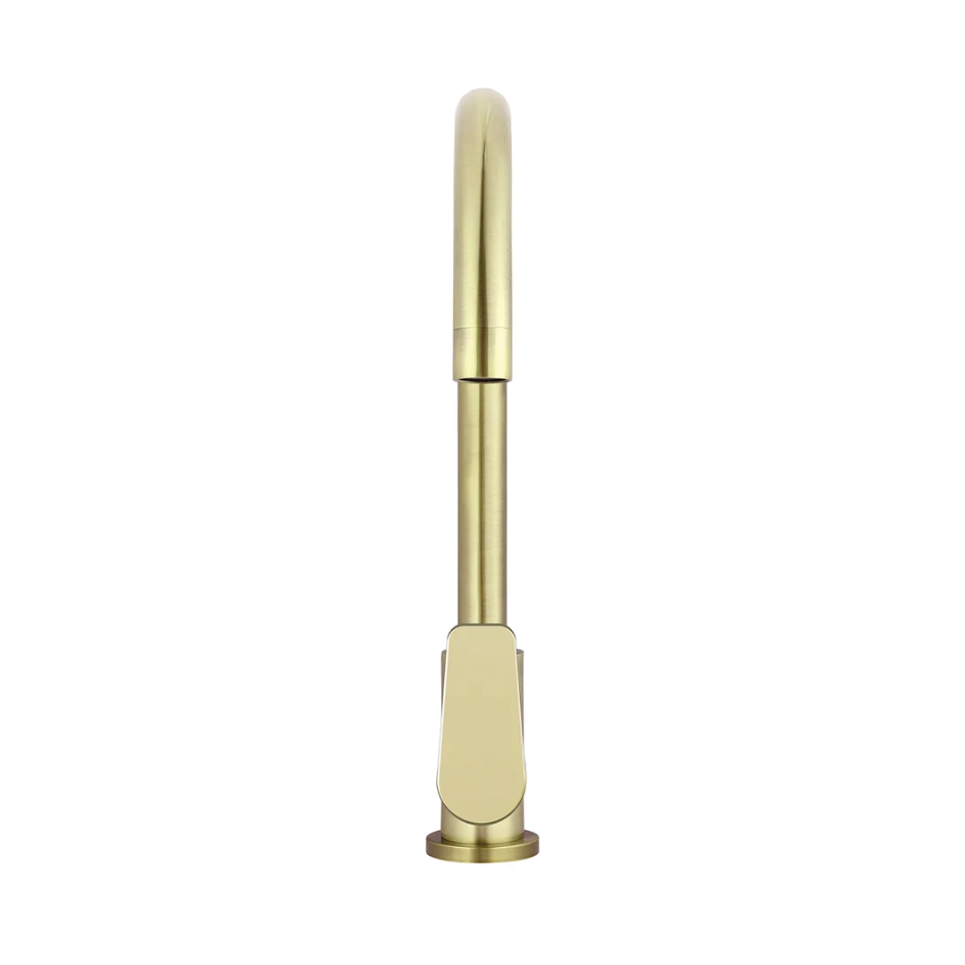 Elite Design Studio -  Meir Round Gooseneck Kitchen Mixer Tap With Paddle Handle Tiger Bronze
