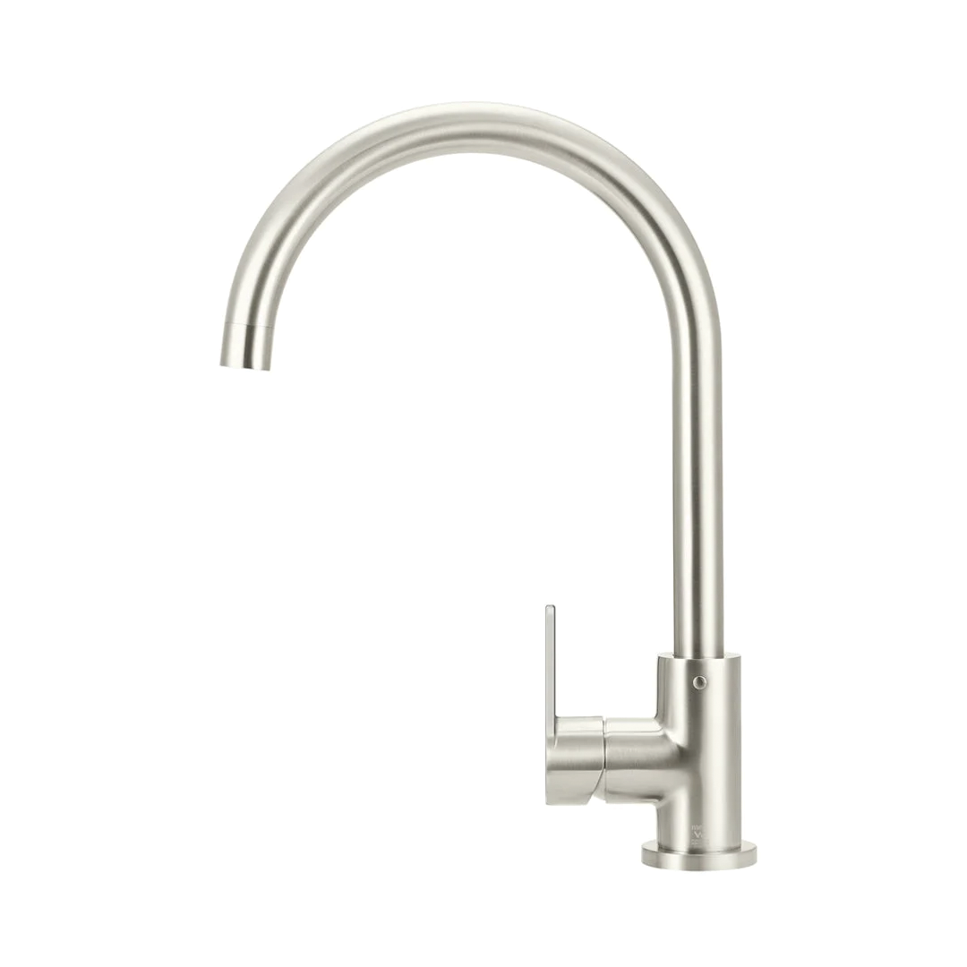 Elite Design Studio -  Meir Round Gooseneck Kitchen Mixer Tap with Paddle Handle PVD Brushed Nickel