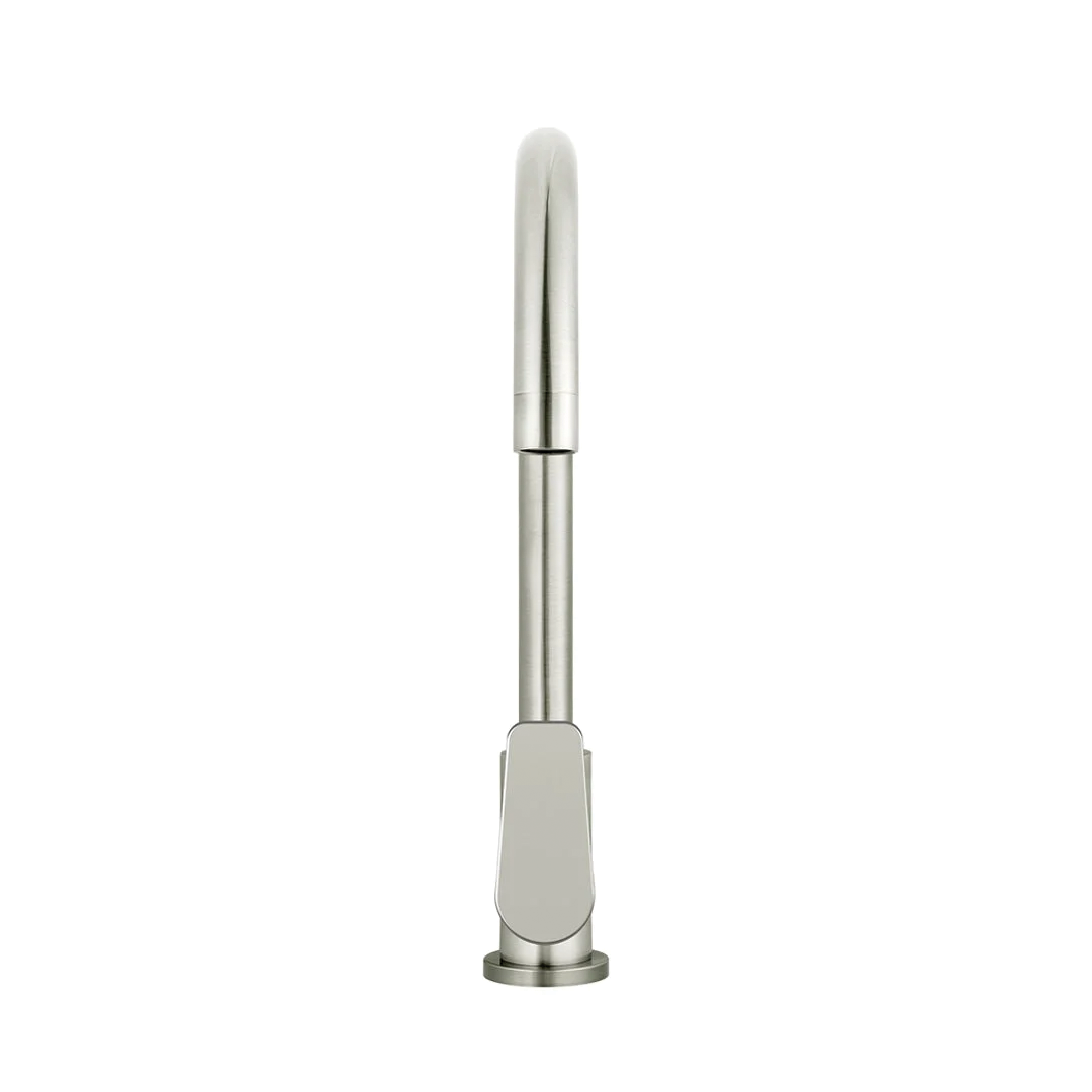 Elite Design Studio -  Meir Round Gooseneck Kitchen Mixer Tap with Paddle Handle PVD Brushed Nickel