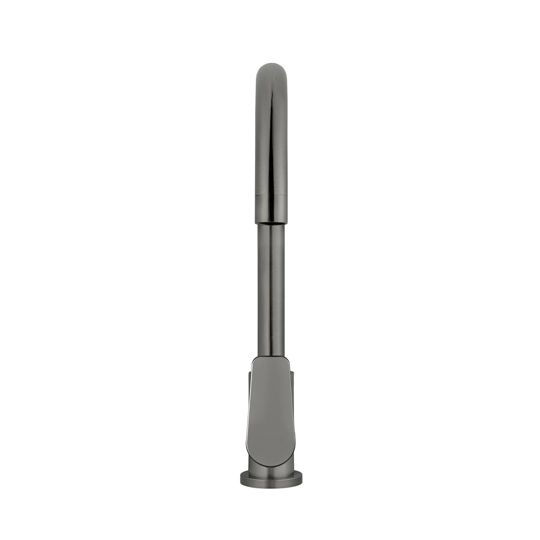 Elite Design Studio -  Meir Round Gooseneck Kitchen Mixer Tap with Paddle Handle Shadow Gunmetal
