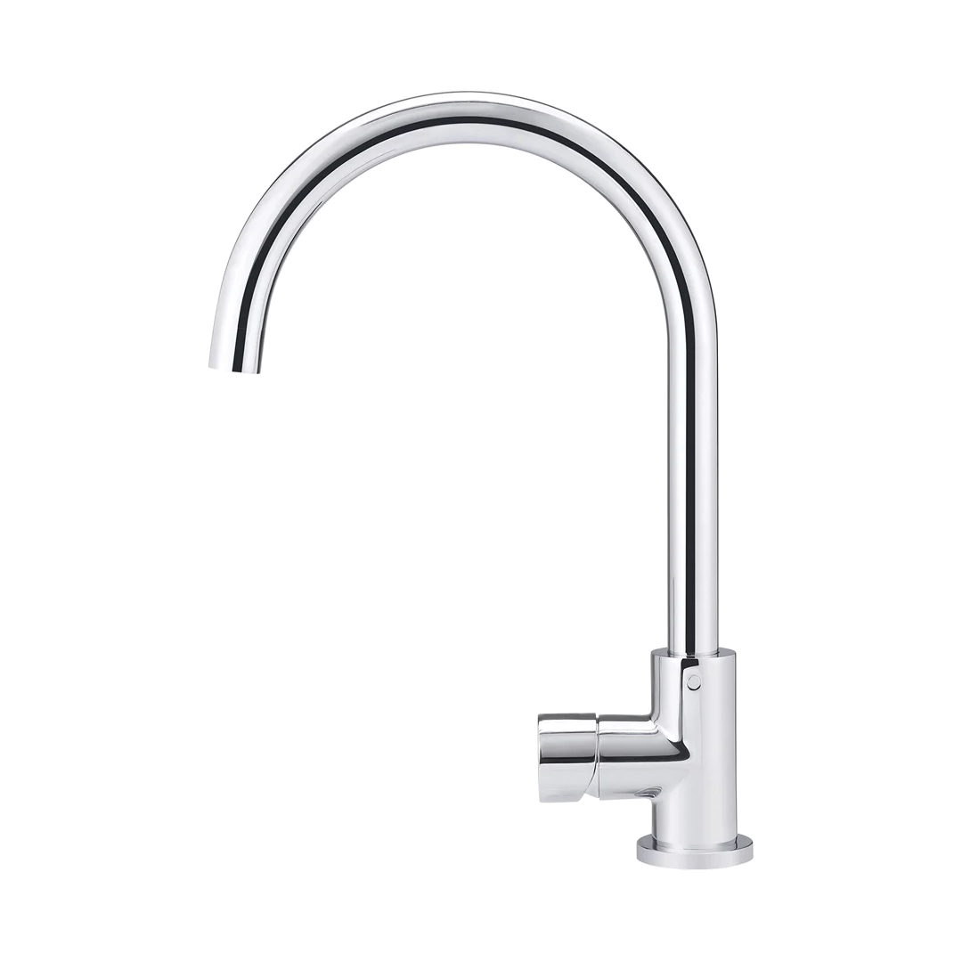 Elite Design Studio -  Meir Round Gooseneck Kitchen Mixer Tap with Pinless Handle Polished Chrome