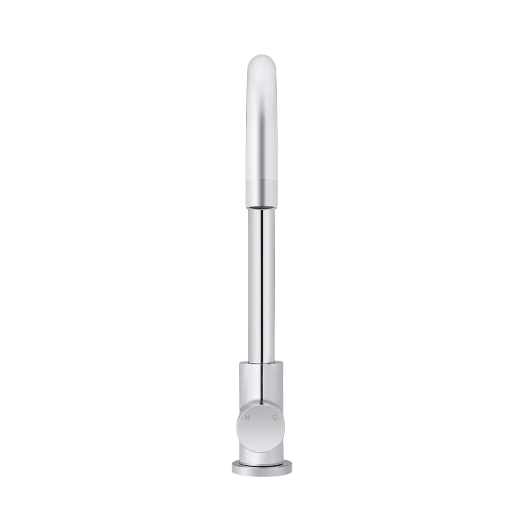 Elite Design Studio -  Meir Round Gooseneck Kitchen Mixer Tap with Pinless Handle Polished Chrome