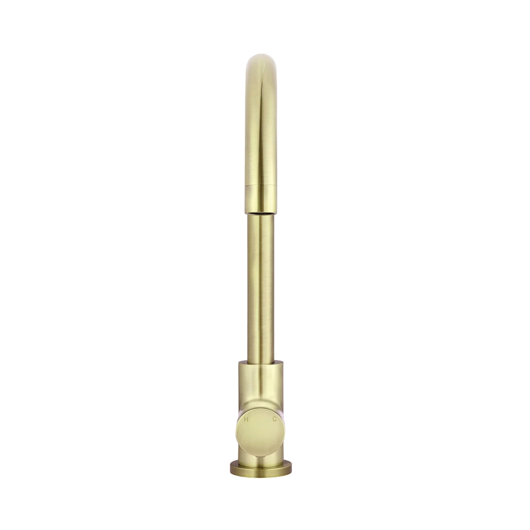 Elite Design Studio -  Meir Round Gooseneck Kitchen Mixer Tap with Pinless Handle PVD Tiger Bronze
