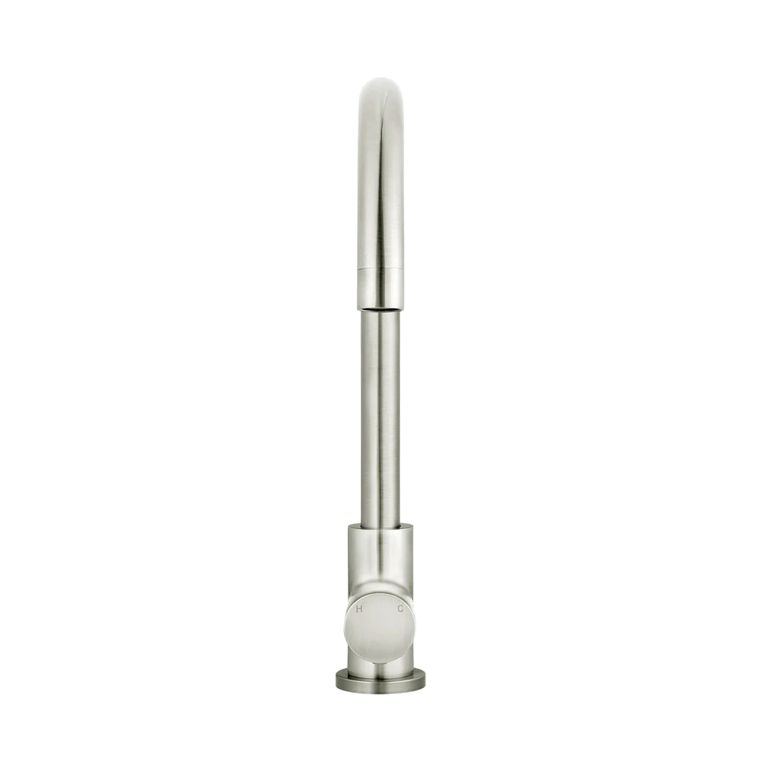 Elite Design Studio -  Meir Round Gooseneck Kitchen Mixer Tap with Pinless Handle PVD Brushed Nickel