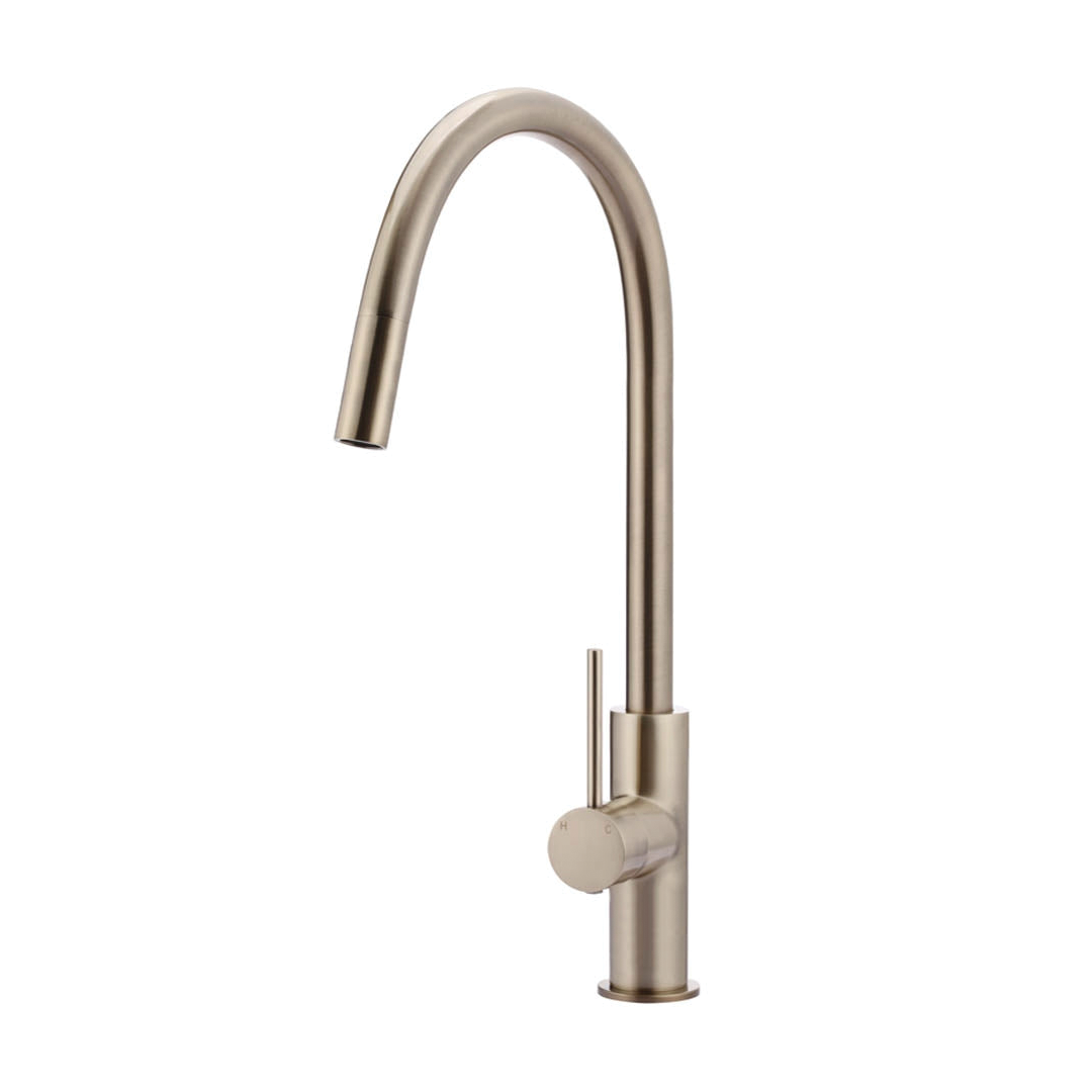 Elite Design Studio -  Meir Round Piccola Pencil Handle Pull Out Kitchen Mixer Tap Champagne