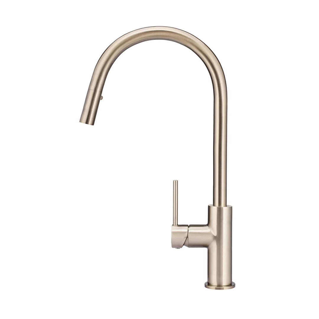 Elite Design Studio -  Meir Round Piccola Pencil Handle Pull Out Kitchen Mixer Tap Champagne