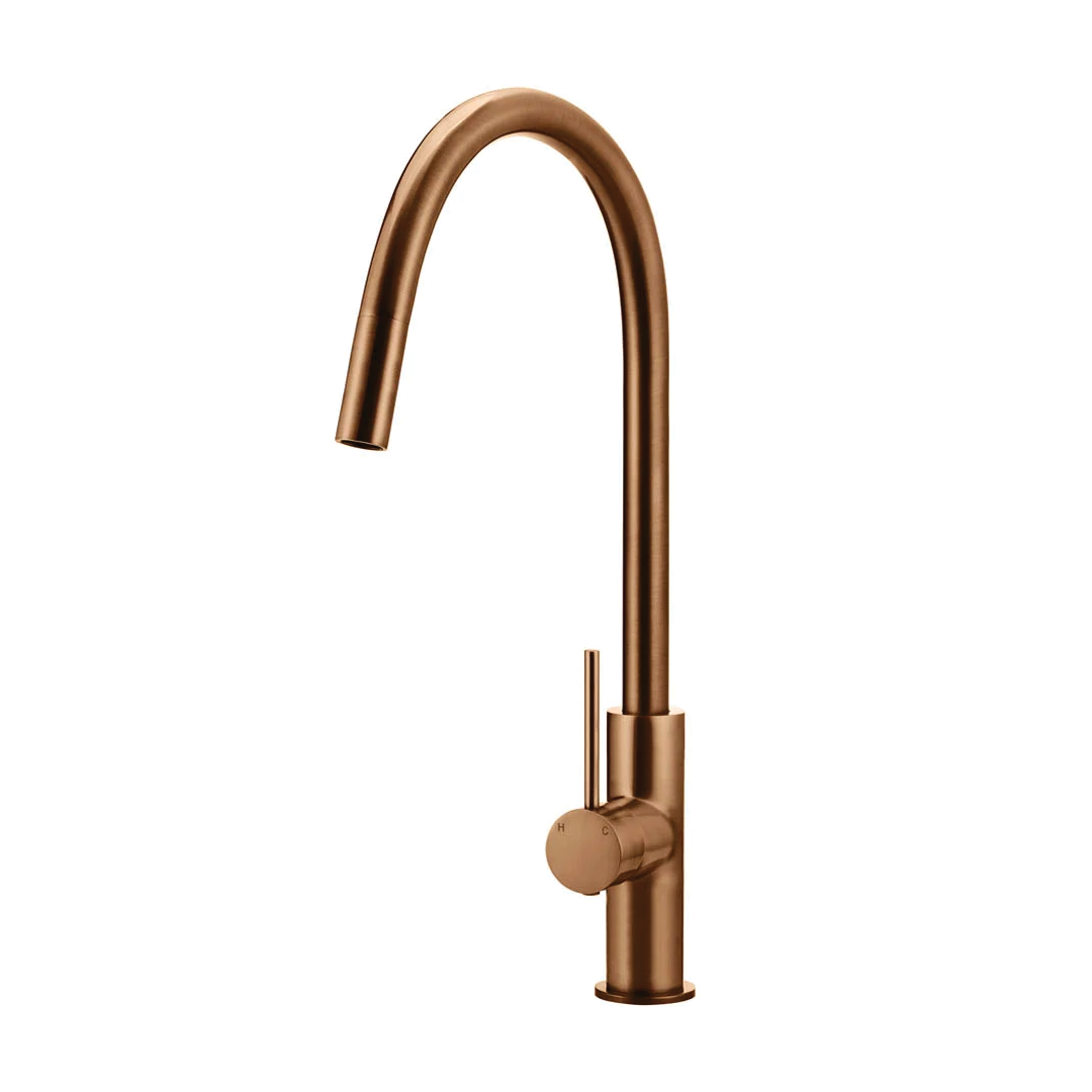 Elite Design Studio -  Meir Round Piccola Pencil Handle Pull Out Kitchen Mixer Tap Lustre Bronze