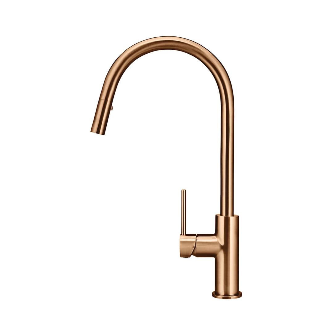 Elite Design Studio -  Meir Round Piccola Pencil Handle Pull Out Kitchen Mixer Tap Lustre Bronze
